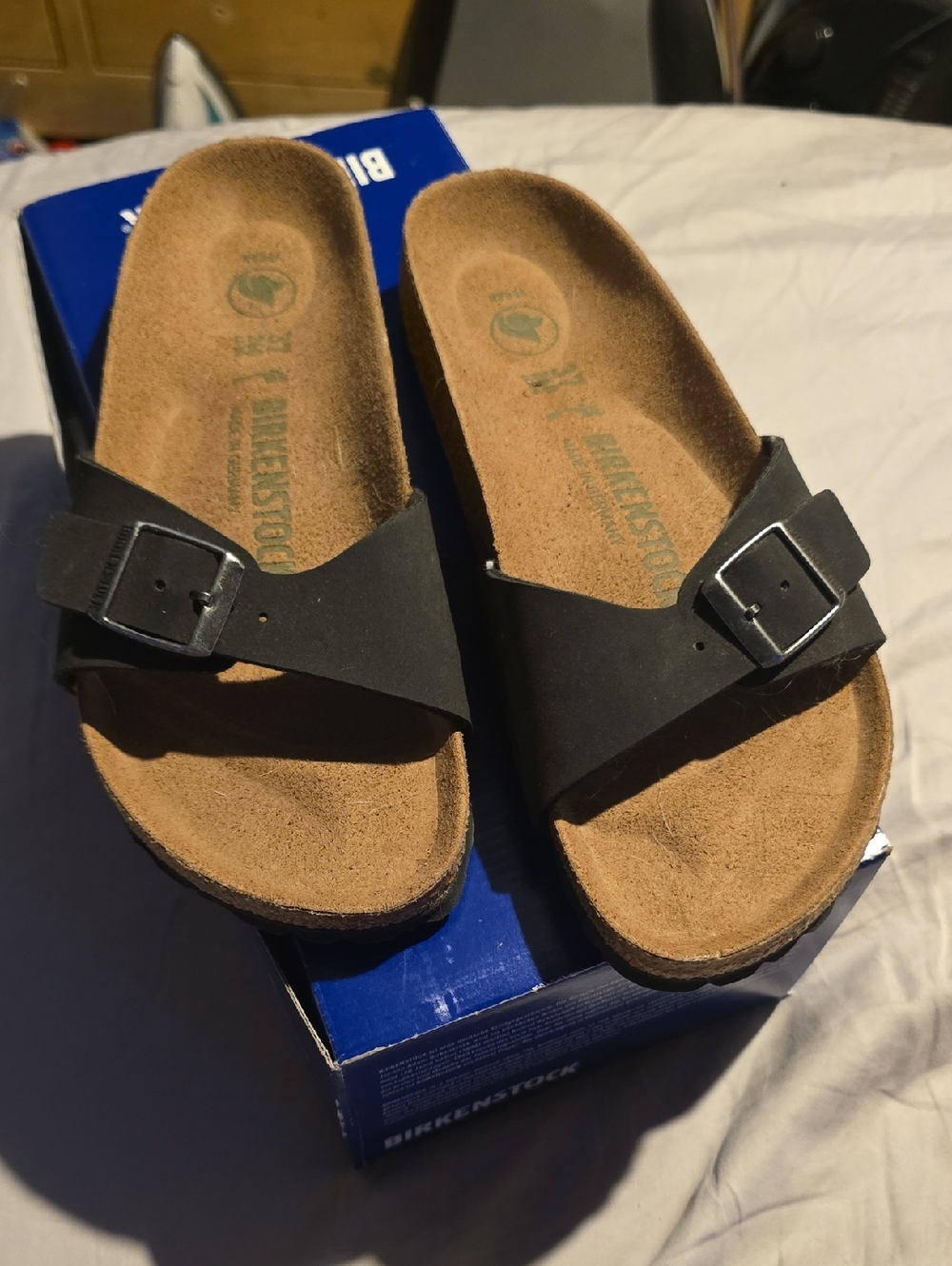 Birkenstock Women's Black Leather Single-Band Buckle Sandals